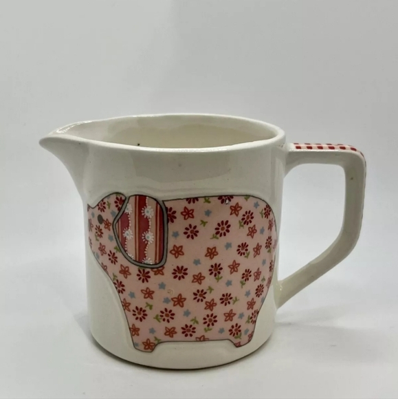 ENESCO Quilted Garden Patch Creamer Pink  Pig Farmhouse VTG 1983 Made In Japan - Picture 1 of 4